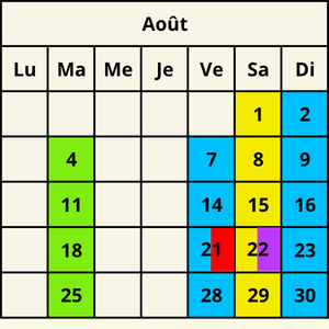2026 Calendrier Août 2026 Calendrier Aout Horaires et tarifs