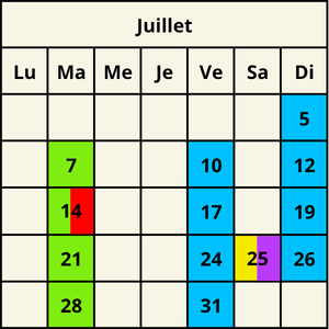 2026 Calendrier Juillet 2026 Calendrier Juillet Horaires et tarifs