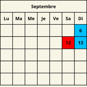 2026 Calendrier Septembre 2026 Calendrier Septembre Horaires et tarifs